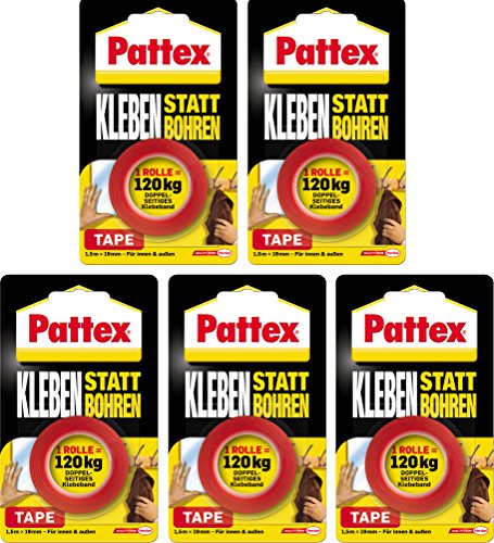 Pattex Kleben statt Bohren/Kombi-Spar-Set (5 x Klebeband) von Pattex