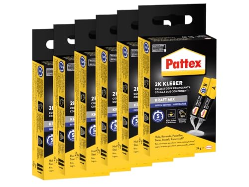 Pattex Kraft-Mix Extrem Schnell, extrem schnell härtender 2 Komponenten Kleber auf Epoxidharz Basis, 2K Kleber mit hoher Beständigkeit für viele Materialien, 12x12g Tube von Pattex