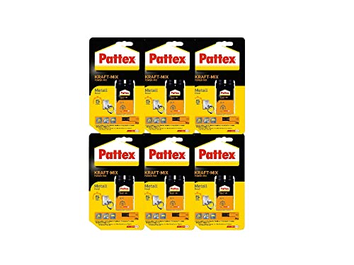 Pattex Kraft-Mix Metall, metallfarben aushärtender 2-Komponenten Epoxy Kleber auf Epoxidharz Basis, starker Kleber zur Verklebung von Metall und anderen Materialien, 6 x 35g von Pattex