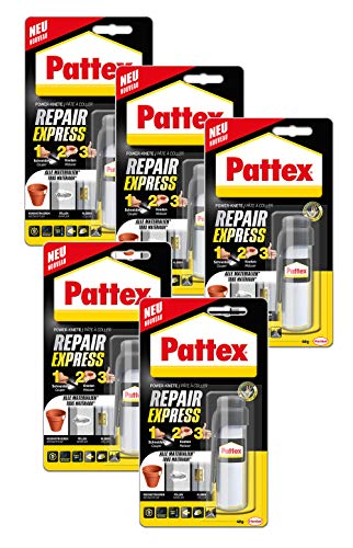 Pattex Powerknete Repair Express, Modelliermasse zum Kleben & Reparieren, Epoxidharz Kleber für viele Materialien, lackier- und schleifbare Knete (5x Repair Express Stic Universal) von Pattex