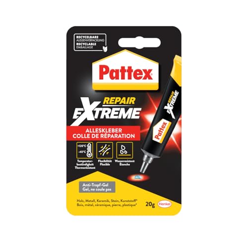 Pattex Repair Extreme, nicht-schrumpfender und flexibler Alleskleber, temperaturbeständiger Reparaturkleber, starker Kleber für innen und außen, 1x20g Tube von Pattex