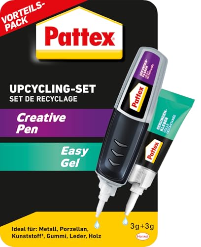 Pattex Sekundenkleber Upcycling-Set, 2-er-Set Mit Creative Pen und Power Easy Gel (Je 3g), Superkleber für Schnelle Reparaturen und Kreative DIY-Projekte zu Hause von Pattex