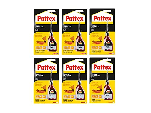Pattex Spezialkleber Modellbau, für Kunststoff, mit hoher Haftfestigkeit und spurenfreier Trocknung, Tube 6x30 g von Pattex