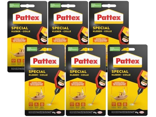 Pattex Spezialkleber Modellbau, für Kunststoff, mit hoher Haftfestigkeit und spurenfreier Trocknung, Tube 6x30 g von Pattex