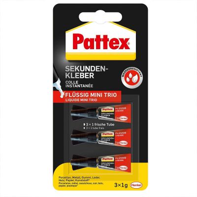 Flüssiger Sekundenkleber Mini Trio 3x1g Flüssiger Sekundenkleber Mini Trio 3x1g von Pattex