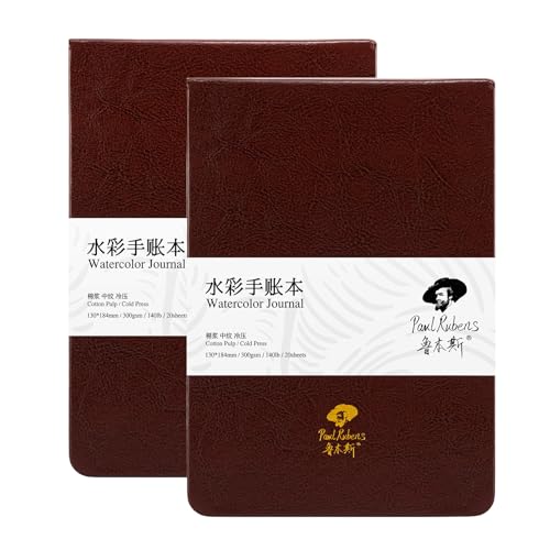 Paul Rubens Aquarell-Journal, 2 Pack 40 Blatt 100% Baumwolle, säurefreies kaltgepresstes Aquarell-Skizzenbuch 13 x 18,5 cm, 140 lb/300 g/m² für Aquarelle, Gouache, Acryl Paul Rubens Aquarell-Journal, 2 Pack 40 Blatt 100% Baumwolle, säurefreies kaltgepresstes Aquarell-Skizzenbuch 13 x 18,5 cm, 140 lb/300 g/m² für Aquarelle, Gouache, Acryl von Paul Rubens