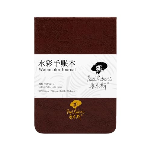 Paul Rubens Aquarell-Tagebuch, 100 % Baumwolle, säurefrei, kaltgepresst, Aquarell-Skizzenbuch, 8,9 x 13,7 cm, 63,5 kg/300 g/m², 20 Blatt für Aquarellfarben, Gouache, Acryl von Paul Rubens