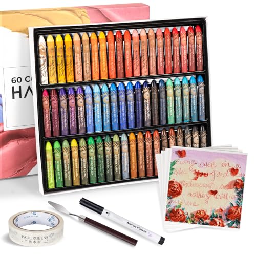 Paul Rubens HaiYa Ölpastell-Set, 60 Farben, weiche Ölpastellkreiden, lebendig und cremig, und 10 Blatt Ölpastellpapier, 1 Abdeckkleber, 1 Schaber und 1 schwarzer Acryl-Markerstift Paul Rubens HaiYa Ölpastell-Set, 60 Farben, weiche Ölpastellkreiden, lebendig und cremig, und 10 Blatt Ölpastellpapier, 1 Abdeckkleber, 1 Schaber und 1 schwarzer Acryl-Markerstift von Paul Rubens
