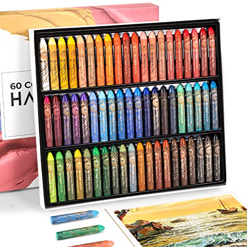 Paul Rubens Ölpastellkreide Set, 60 Farben Oil Pastels Weiche Pastellfarben Ungiftig für Künstler, Studenten und Kinder, Ideal zum Skizzieren, Dekorieren, Malen von Paul Rubens