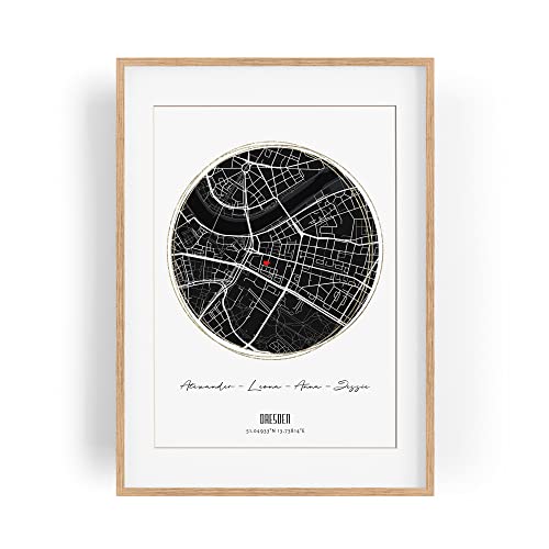 Paul Sinus Bilderrahmen einzigartig mit deinen GPS Koordinaten und Namen. 30cm x 42cm Holz Wechselrahmen mit Glas. personalisiertes Geschenk. Dekoration. (Natur) von Paul Sinus Art