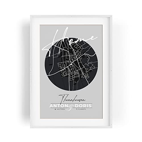 Paul Sinus personalisierter Bilderrahmen mit deinen GPS Koordinaten und Namen. 30cm x 42cm Holz Wechselrahmen mit Glas und Passepartout. Individueller Stadtplan. (ohne Rahmen) von Paul Sinus Art