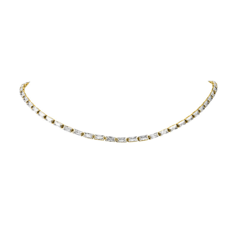 Paul Valentine Halskette "Baguette Tennis Necklace" Edelstahl (Farbe: Gold) von Paul Valentine