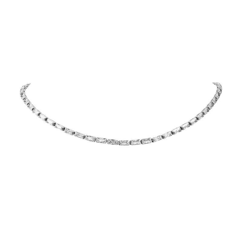 Paul Valentine Halskette "Baguette Tennis Necklace" Edelstahl (Farbe: Silber) von Paul Valentine