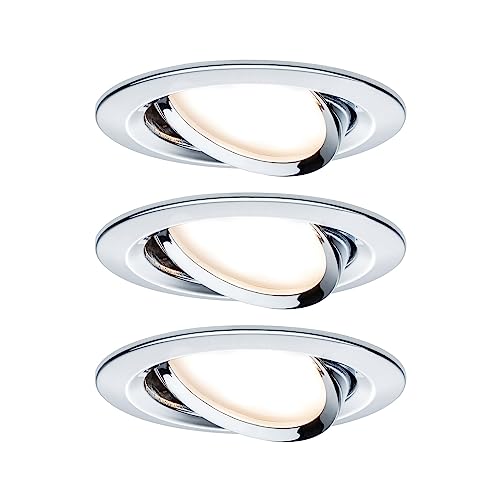 Paulmann 93879 Nova Plus LED Einbauleuchte inkl. Coin Einzelleuchte schwenkbar rund 84mm 50° 6W 230V dimmbar 2700K Chrom Spot Einbaustrahler Einbauleuchte von Paulmann