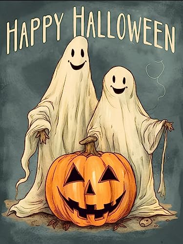 Pavemlo 5D Diamond Painting Kits Halloween weißer Geist, DIY Diamant Stickerei Malerei Kits Kürbis, Full Drill Set Strass Stickerei Bilder DIY Diamant Malerei für House Wall Dekoration 30X40cm Pavemlo 5D Diamond Painting Kits Halloween weißer Geist, DIY Diamant Stickerei Malerei Kits Kürbis, Full Drill Set Strass Stickerei Bilder DIY Diamant Malerei für House Wall Dekoration 30X40cm von Pavemlo