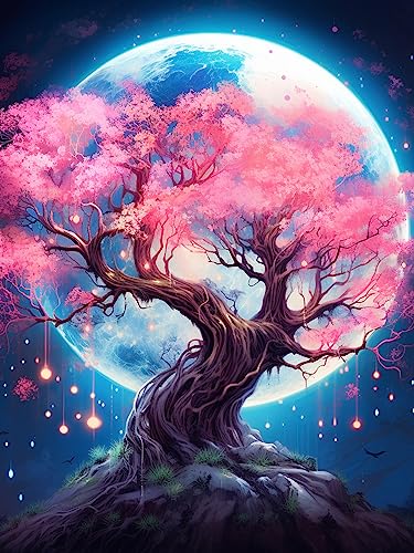 Pavemlo 5D Diamond Painting Kits Mondbaum, DIY Diamant Stickerei Malerei Kits Blume, Full Drill Set Strass Stickerei Bilder DIY Diamant Malerei für House Wall Dekoration 30X40cm Pavemlo 5D Diamond Painting Kits Mondbaum, DIY Diamant Stickerei Malerei Kits Blume, Full Drill Set Strass Stickerei Bilder DIY Diamant Malerei für House Wall Dekoration 30X40cm von Pavemlo