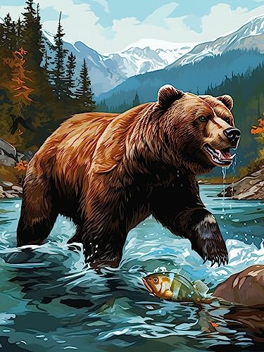 Pavemlo 5D Diamond Painting Kits Schwarzbär am Fluss, DIY Diamant Stickerei Malerei Kits Tier, Full Drill Set Strass Stickerei Bilder DIY Diamant Malerei für House Wall Dekoration 30X40cm Pavemlo 5D Diamond Painting Kits Schwarzbär am Fluss, DIY Diamant Stickerei Malerei Kits Tier, Full Drill Set Strass Stickerei Bilder DIY Diamant Malerei für House Wall Dekoration 30X40cm von Pavemlo