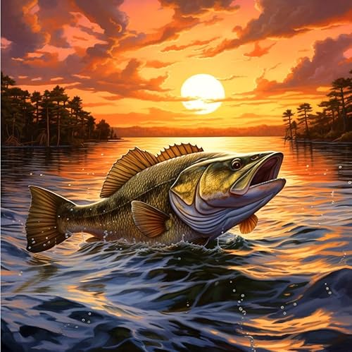 Pavemlo 5D Diamond Painting Kits Zubehör Fisch-Sonnenuntergang, DIY Diamant Stickerei Malerei Kits Fluss, Full Drill Set Strass Stickerei Bilder DIY Diamant Malerei für House Wall Dekoration 30X30cm Pavemlo 5D Diamond Painting Kits Zubehör Fisch-Sonnenuntergang, DIY Diamant Stickerei Malerei Kits Fluss, Full Drill Set Strass Stickerei Bilder DIY Diamant Malerei für House Wall Dekoration 30X30cm von Pavemlo