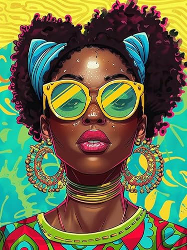 Pavemlo Diamond Painting Afroamerikanische Frau, 5D Diamant Stickerei Malerei Kits Farbige Frau, Full Drill Kristall Set Strass Stickerei Bilder DIY Diamant Malerei für House Wall Dekoration 30x40 cm Pavemlo Diamond Painting Afroamerikanische Frau, 5D Diamant Stickerei Malerei Kits Farbige Frau, Full Drill Kristall Set Strass Stickerei Bilder DIY Diamant Malerei für House Wall Dekoration 30x40 cm von Pavemlo