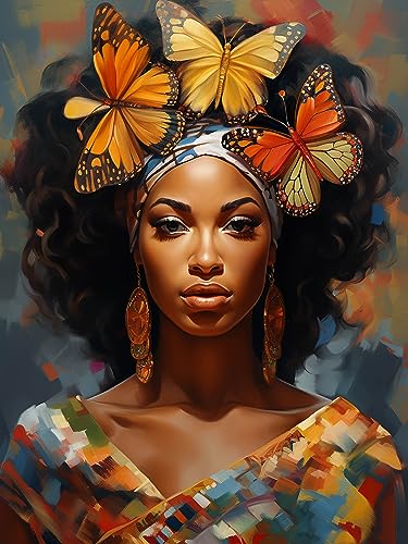 Pavemlo Diamond Painting Kits Afrikanische Frau, DIY 5D Diamant Stickerei Malerei Kits Schmetterling, Full Drill Kristall Set Strass Stickerei Bilder Diamant Malerei für House Wall Dekoration 30X40cm Pavemlo Diamond Painting Kits Afrikanische Frau, DIY 5D Diamant Stickerei Malerei Kits Schmetterling, Full Drill Kristall Set Strass Stickerei Bilder Diamant Malerei für House Wall Dekoration 30X40cm von Pavemlo