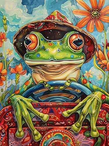 Pavemlo Diamond Painting Kits Frosch, DIY 5D Diamant Stickerei Malerei Kits Tierhut, Full Drill Kristall Set Strass Stickerei Bilder DIY Diamant Malerei für House Wall Dekoration 30x40cm Pavemlo Diamond Painting Kits Frosch, DIY 5D Diamant Stickerei Malerei Kits Tierhut, Full Drill Kristall Set Strass Stickerei Bilder DIY Diamant Malerei für House Wall Dekoration 30x40cm von Pavemlo