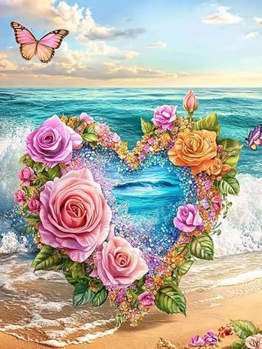 Pavemlo Diamond Painting Kits Liebe Auf See, DIY 5D Diamant Stickerei Malerei Kits Blume, Full Drill Kristall Set Strass Stickerei Bilder DIY Diamant Malerei für House Wall Dekoration 30x40 cm Pavemlo Diamond Painting Kits Liebe Auf See, DIY 5D Diamant Stickerei Malerei Kits Blume, Full Drill Kristall Set Strass Stickerei Bilder DIY Diamant Malerei für House Wall Dekoration 30x40 cm von Pavemlo