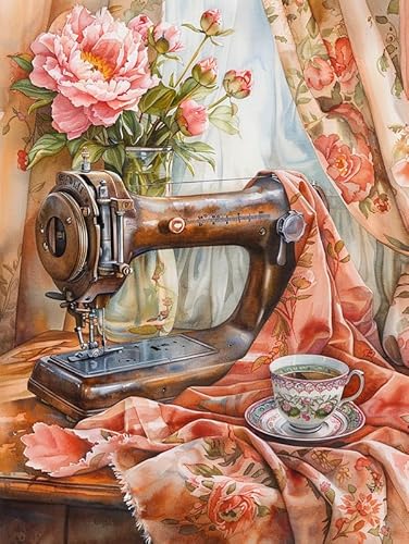 Pavemlo Diamond Painting Kits Retro-Nähmaschine, DIY 5D Diamant Stickerei Malerei Kits Blume, Full Drill Kristall Set Strass Stickerei Bilder DIY Diamant Malerei für House Wall Dekoration 30x40cm Pavemlo Diamond Painting Kits Retro-Nähmaschine, DIY 5D Diamant Stickerei Malerei Kits Blume, Full Drill Kristall Set Strass Stickerei Bilder DIY Diamant Malerei für House Wall Dekoration 30x40cm von Pavemlo