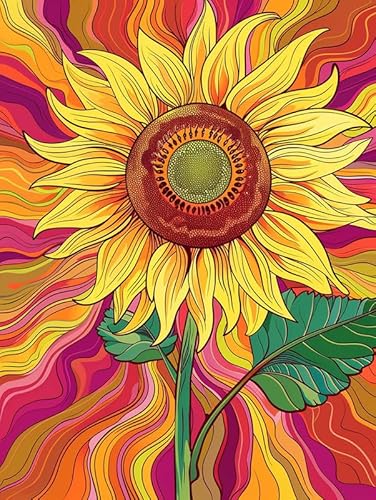 Pavemlo Diamond Painting Kits Sonnenblume, DIY 5D Diamant Stickerei Malerei Kits Blume, Full Drill Kristall Set Strass Stickerei Bilder DIY Diamant Malerei für House Wall Dekoration 30x40cm von Pavemlo