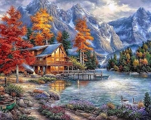 Pavemlo Diamond Painting Set Zubehör Landschaftlicher Herbst, DIY 5D Diamant Stickerei Malerei Kits Hütte, Full Drill Strass Stickerei Bilder DIY Diamant Malerei für House Wall Dekoration 30x40cm Pavemlo Diamond Painting Set Zubehör Landschaftlicher Herbst, DIY 5D Diamant Stickerei Malerei Kits Hütte, Full Drill Strass Stickerei Bilder DIY Diamant Malerei für House Wall Dekoration 30x40cm von Pavemlo
