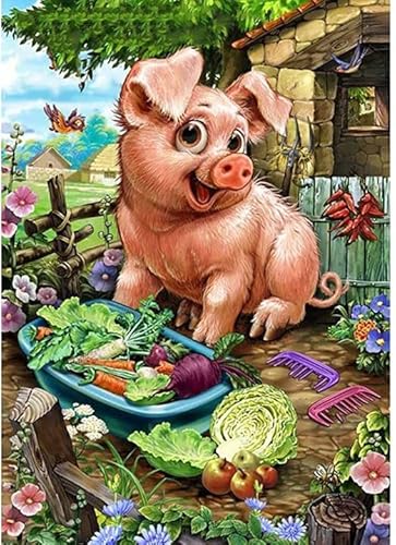 Pavemlo Diamond Painting Set Zubehör Schwein, DIY 5D Diamant Stickerei Malerei Kits Lächelnde Tiere, Full Drill Strass Stickerei Bilder DIY Diamant Malerei für House Wall Dekoration 30x40cm Pavemlo Diamond Painting Set Zubehör Schwein, DIY 5D Diamant Stickerei Malerei Kits Lächelnde Tiere, Full Drill Strass Stickerei Bilder DIY Diamant Malerei für House Wall Dekoration 30x40cm von Pavemlo