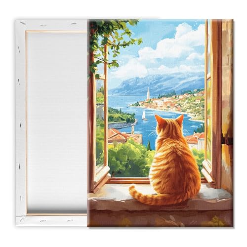 Pavemlo Malennach Zahlen Erwachsene mit Rahmen Katze Tier – 20x30 cm kleines Malen nach Zahlen auf Leinwand, Anfängerfreundliches DIY Malset, Perfekt für Wohnkultur & kreative Geschenke von Pavemlo