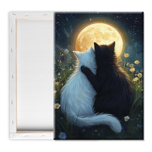 Pavemlo Malennach Zahlen Erwachsene mit Rahmen Katze Tier – 20x30 cm kleines Malen nach Zahlen auf Leinwand, Anfängerfreundliches DIY Malset, Perfekt für Wohnkultur & kreative Geschenke von Pavemlo