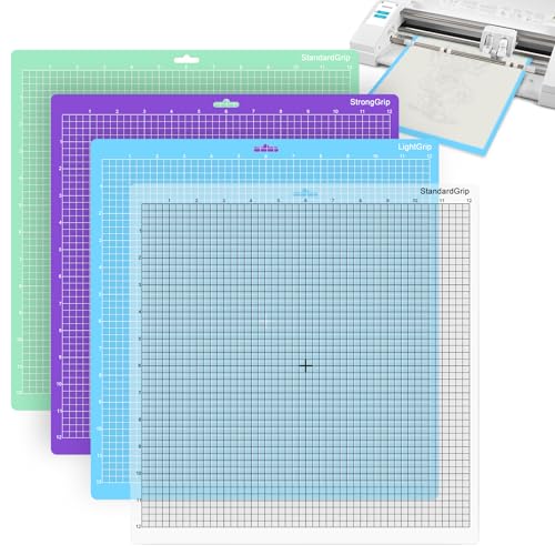 Pavlleen Cutting Mat for Silhouette Cameo 4/3/2/1,Silhouette Portrait2, Pack of 4, Standard Handle, Light Handle, Strong Handle, Square, Grid, Self-Adhesive, Non-Slip Cutting Mat,Größe 30,5 x 30,5 cm von Pavlleen