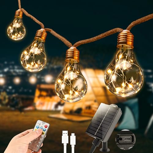 Pavlleen Solar Lichterkette Aussen, mit 16 Glühbirnen 8M Lichterketten Außen Wetterfest, IP65, Vintage Solarlichterketten mit Hanfseil Outdoor Deko für Garten, Party, Balkon, Hof, Hochzeit Pavlleen Solar Lichterkette Aussen, mit 16 Glühbirnen 8M Lichterketten Außen Wetterfest, IP65, Vintage Solarlichterketten mit Hanfseil Outdoor Deko für Garten, Party, Balkon, Hof, Hochzeit von Pavlleen