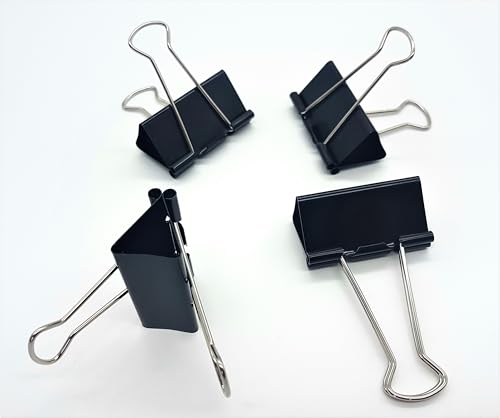 24 Stück Foldback-Klammern schwarz 41mm Aktenklammer Papierklammer Clip Büro Fotoklammer Vielzweckklammer Binderclips Metallklammer von Pavo