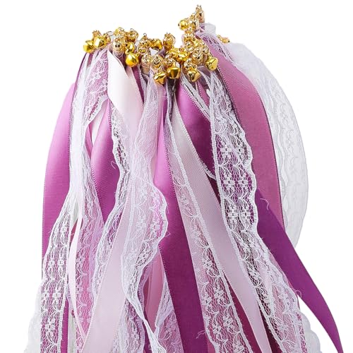 50 Stück Wedding Wands Hochzeit, Hochwertiges Polyesterband, mit Groß Glöckchen und Hochzeitsbändern, Party Dekoration, für Hochzeiten, Geburtstage, Feiertagsfeiern von Pawsautomotively