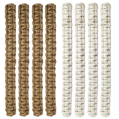 Pawsautomotively 8 Stück Vorhang Raffhalter, Material Hanf und Baumwolle, Boho, Länge 22 cm, Handgestricktes, Einfach und Stimmungsvoll, für Office, Wohnzimmer, Schlafzimmer (Braun + Beige) von Pawsautomotively