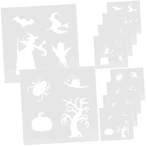 10 Blatt Halloween-Schild-Schablone, wiederverwendbare Schablonen für Bastelarbeiten, 14,8 x 14,8 cm, perfekt für Heimdekoration und Sprühmalerei von PawwJoy