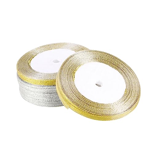 5 Rollen breite metallische Glitzerbänder – Silber & Golden DIY Handwerk und Kuchendekorationen von PawwJoy