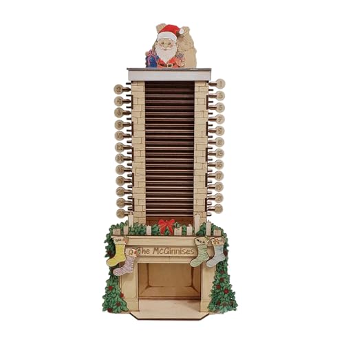 Adventskalender aus Holz, Schreibtisch-Dekoration mit Weihnachtsmann-Ornament, 24 Tage Countdown-Tischaufsatz für Büro, Zuhause, Weihnachtsdekoration, Größe S (29,7 x 16,8 x 10,1 cm) – groß von PawwJoy