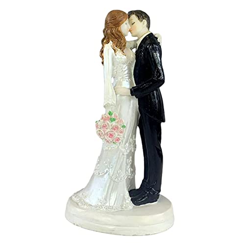 Elegante Kuchendekoration Braut und Bräutigam, Hochzeitstortendekoration, Kunstharzfigur, 17,5 x 8,5 cm, E von PawwJoy
