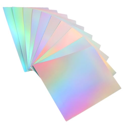 Holografische Kartonbögen, dekoratives Papier für Bastelarbeiten, metallische Regenbogenfolie, 29,6 x 21 cm, perfekt für Einladungen und Grußkarten, 10 Stück Holografische Kartonbögen, dekoratives Papier für Bastelarbeiten, metallische Regenbogenfolie, 29,6 x 21 cm, perfekt für Einladungen und Grußkarten, 10 Stück von PawwJoy