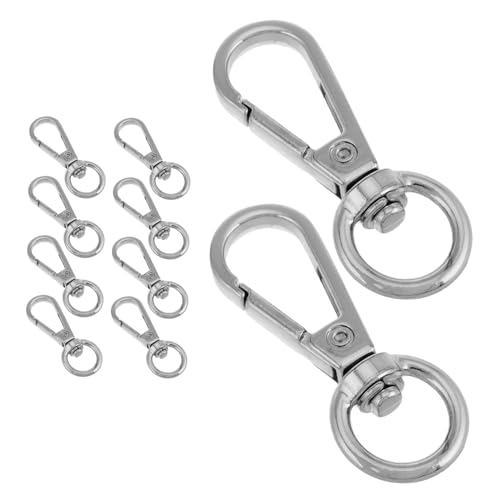 Metall-Karabinerhaken, leichte Schlüsselanhänger-Schnalle mit abnehmbarem Zubehör für Handys, Schlüssel und Anhänger, stilvolle und funktionale silberfarbene Clips, 10 Stück Metall-Karabinerhaken, leichte Schlüsselanhänger-Schnalle mit abnehmbarem Zubehör für Handys, Schlüssel und Anhänger, stilvolle und funktionale silberfarbene Clips, 10 Stück von PawwJoy