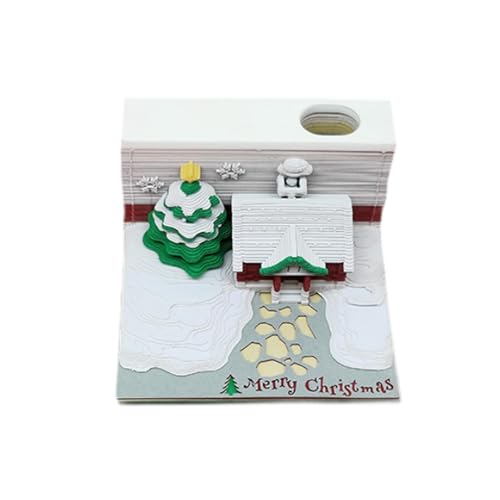 PawwJoy 3D-Notizblock mit Weihnachtsbaum-Motiv, mit Staubschutz, Handwerkskunst, DIY, Kunstkalender, Heimdekoration für Festivals, Urlaub von PawwJoy