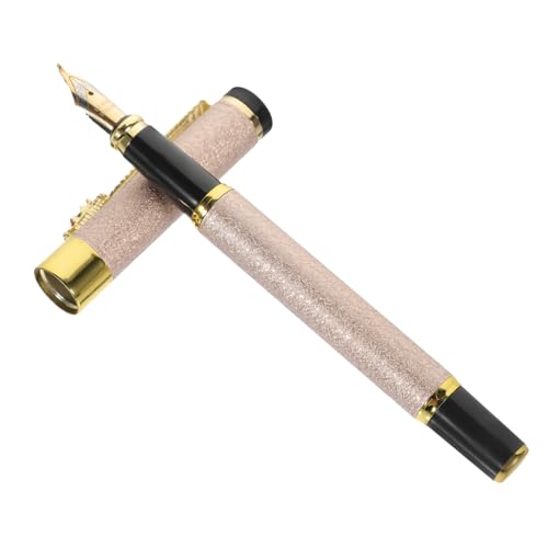 PawwJoy Eleganter Metall-Füllfederhalter, wiederverwendbarer Kalligraphie-Stift, 0,7 mm Tinte, rosige Farbe, für Schüler und Lehrer, glattes Schreiben für Schule und Büro von PawwJoy