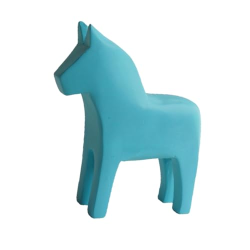 PawwJoy Handgeschnitzte Holzfigur, skandinavische Tischdekoration, Ornament, Statue, Skulptur für Regal, Tischdekoration, 15 x 14 x 4,5 cm, Blau von PawwJoy