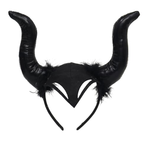 Paxrmuky Gothic Schwarz Teufelshörner Stirnband - Halloween Kostüm Zubehör für Frauen Cosplay & Party Dress Up Kostüm Zubehör von Paxrmuky