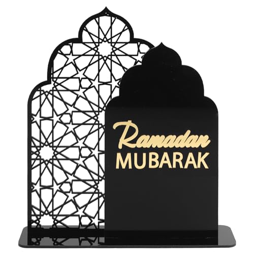 Paxrmuky Ramadan Eid Home Dekoration Acryl Tischzeichen für Ramadan Kareem Islamic Home Decor (Schwarz) von Paxrmuky