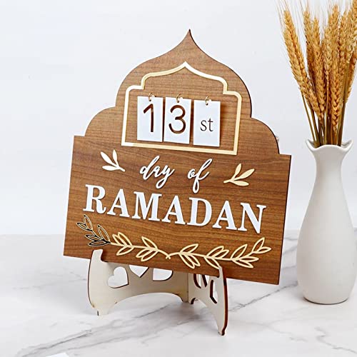 Paxrmuky Ramadan Kalender 2024 Holz DIY Countdown Adventkalender Eid Mubarak Dekoration für Zuhause Ramadan Tischdeko Geschenk von Paxrmuky