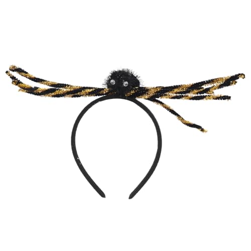 Paxrmuky Spinne Halloween Stirnband, Gruseliges Haarband mit Spinne und Augen, gruseliges Kostümzubehör für Halloween, Fasching, Karnevalsparty (black with gold) von Paxrmuky